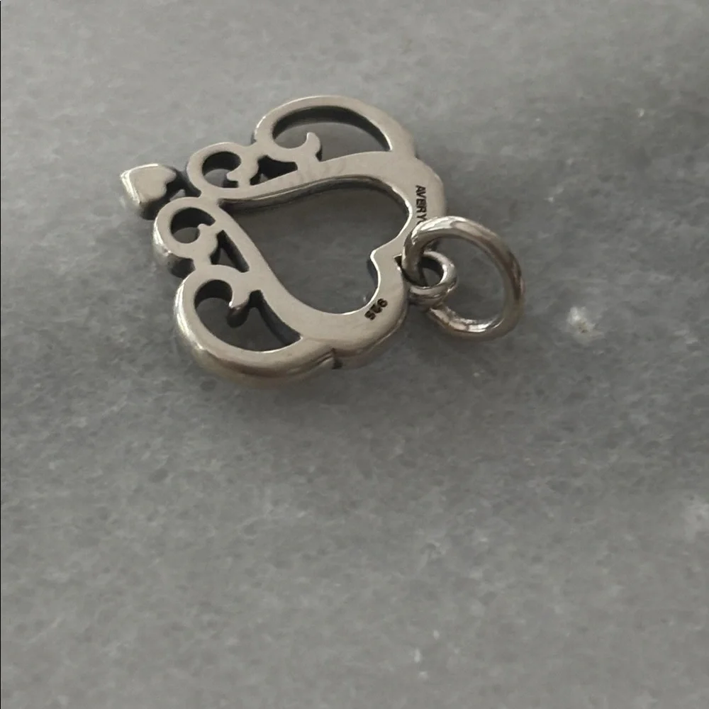 James Avery Retired Silver Ornate Open Heart Charm! New! With dust bag! - Picture 4 of 4